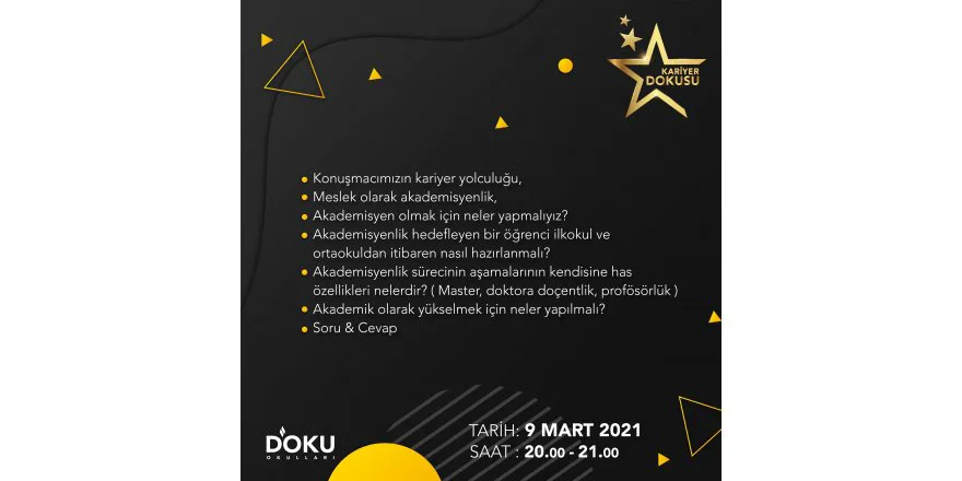 KARİYER DOKUSU Etkinliklerimiz kapsamında öğrencilerimizde bir meslek farkındalığı oluşturmak istiyoruz. Bu kapsamda bu haftaki konuğumuz Gazi Eğitim Fakültesi Öğretim Üyesi Prof. Dr. Necati DEMİ